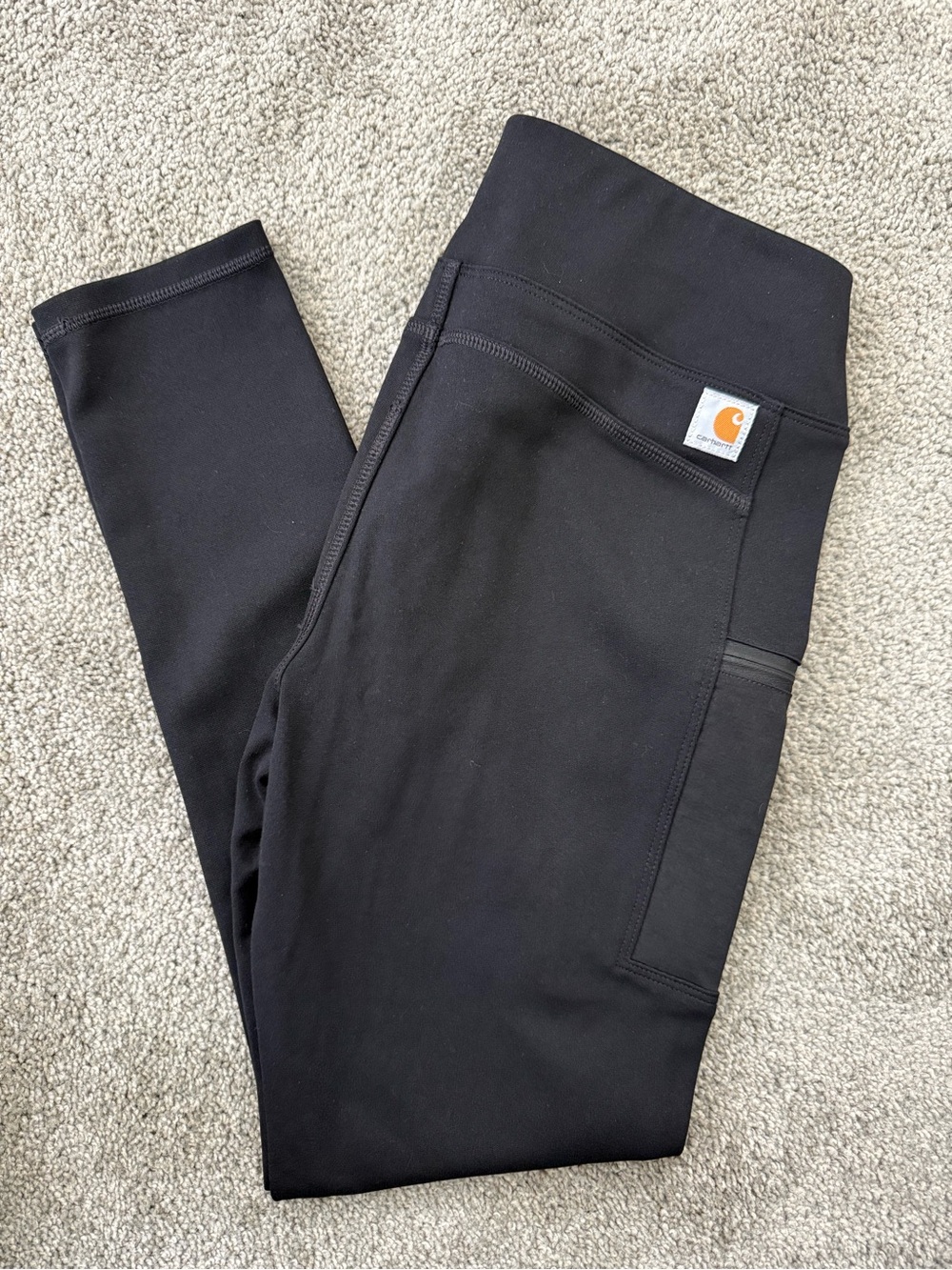 Carhartt Black High-Waist Performance Leggings with Side Utility Pocket